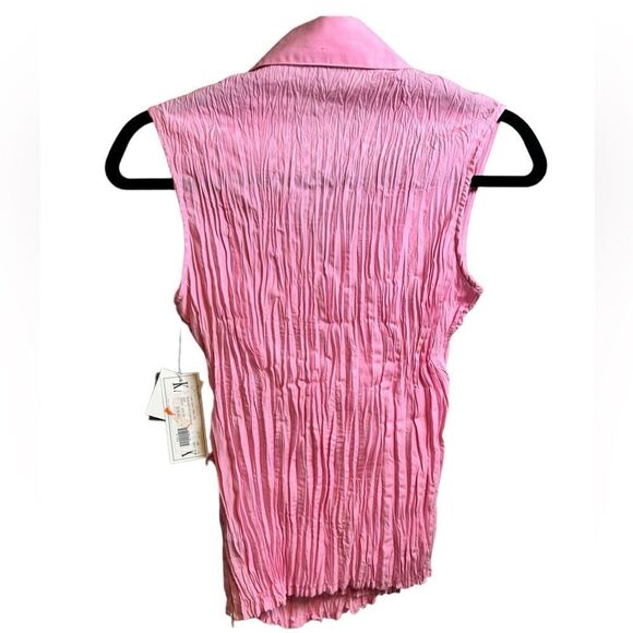 NWT Women’s Pink Collard Ruffle Tank Top Blouse - Size Small - Picture 5 of 6